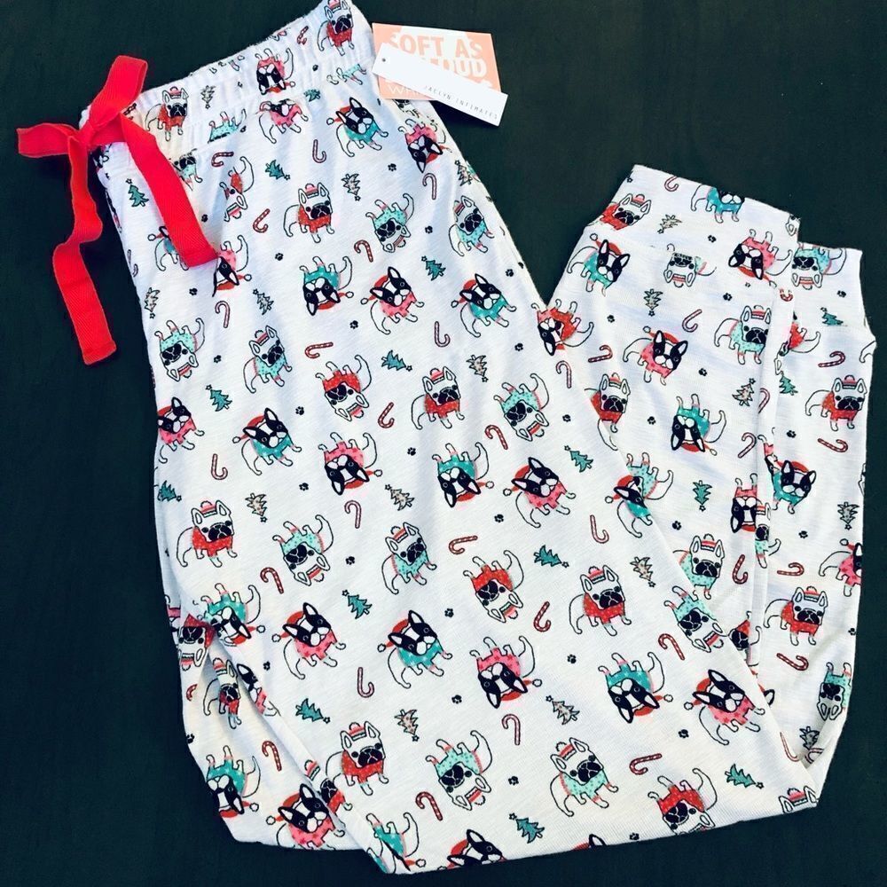 Christmas Frenchie Boston Terrier Dog Holiday Jogger PJ Lounge Pants